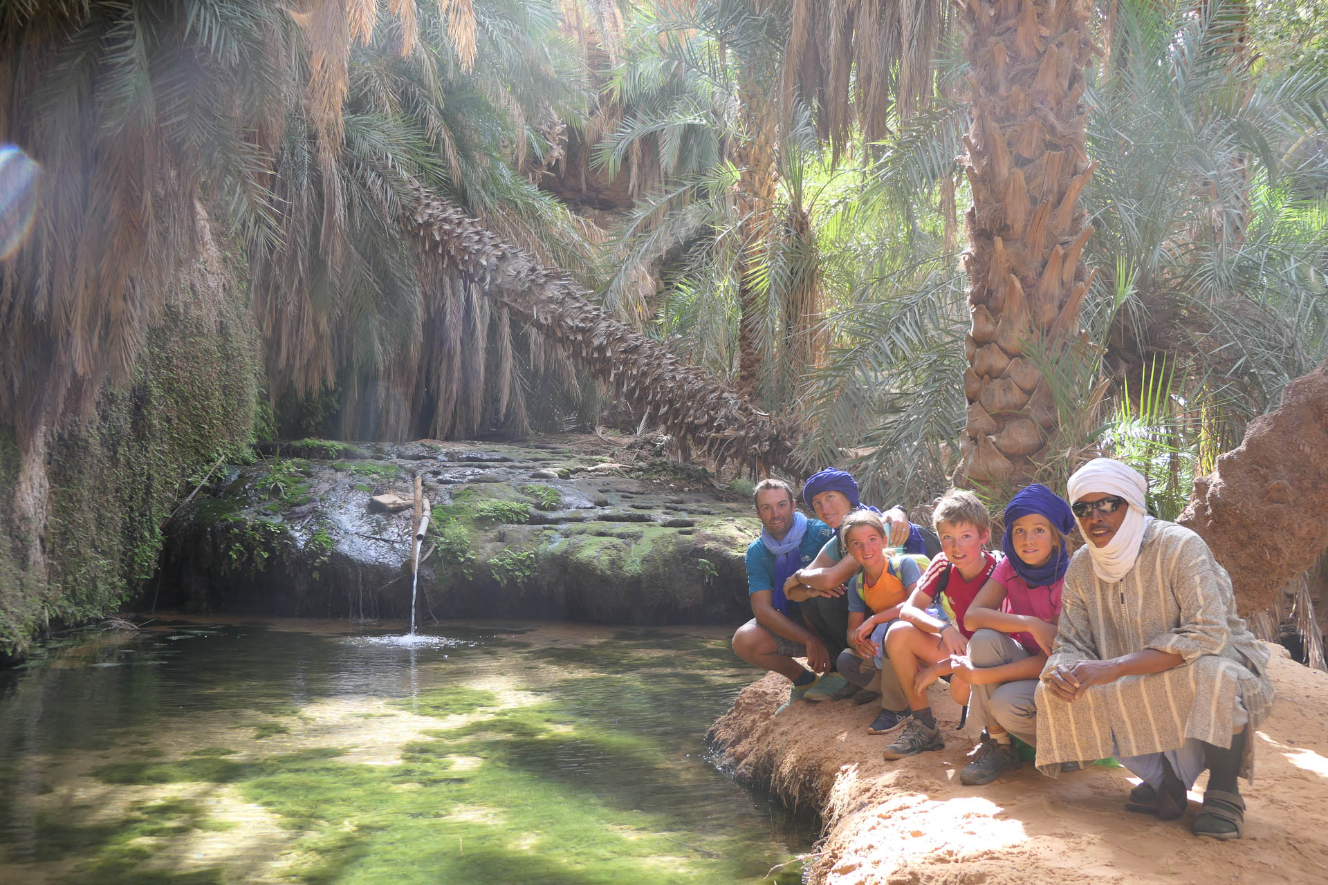 la famille Billard dans une oasis en Mauritanie